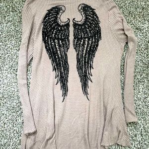Waffle knit wing long sleeve